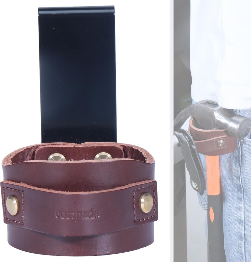 compuda Hammer Holder,Hammer Holder for Belt,Hammer Loop,Hammer Holster,Clip-On Tool Belt Holster Holds Hammers,Hatchet, or Mallet, Leather Hammer Holdert - Image 1